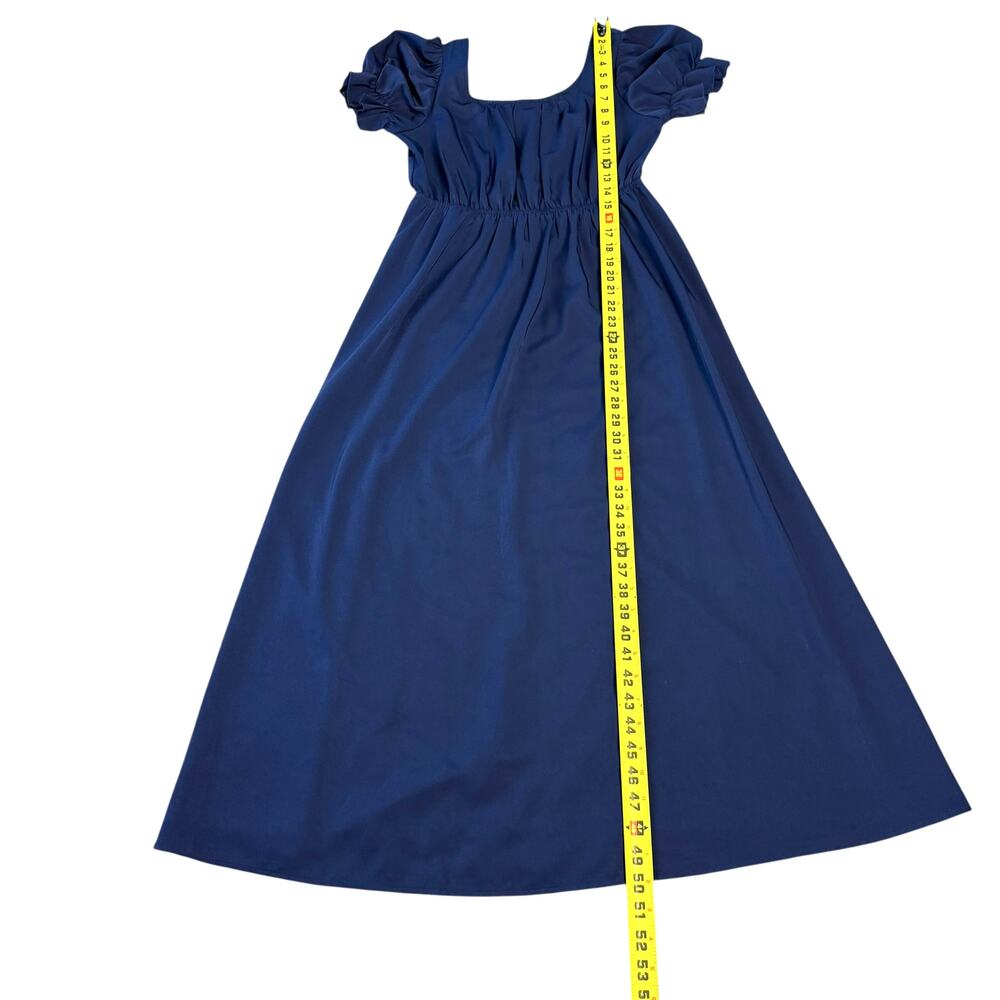 Scarlet Darkness Renaissance Regency Maxi Dress Empire Waist Puff Blue Sleeve S - Picture 13 of 14